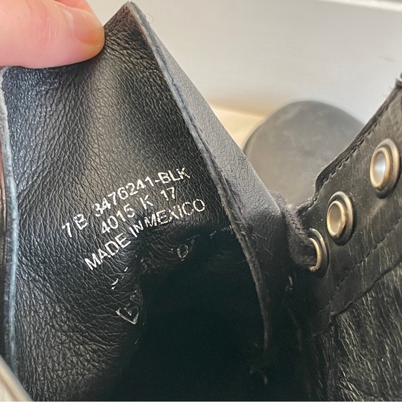 Frye distressed black leather ankle boots with studs accent. - Picture 5 of 6